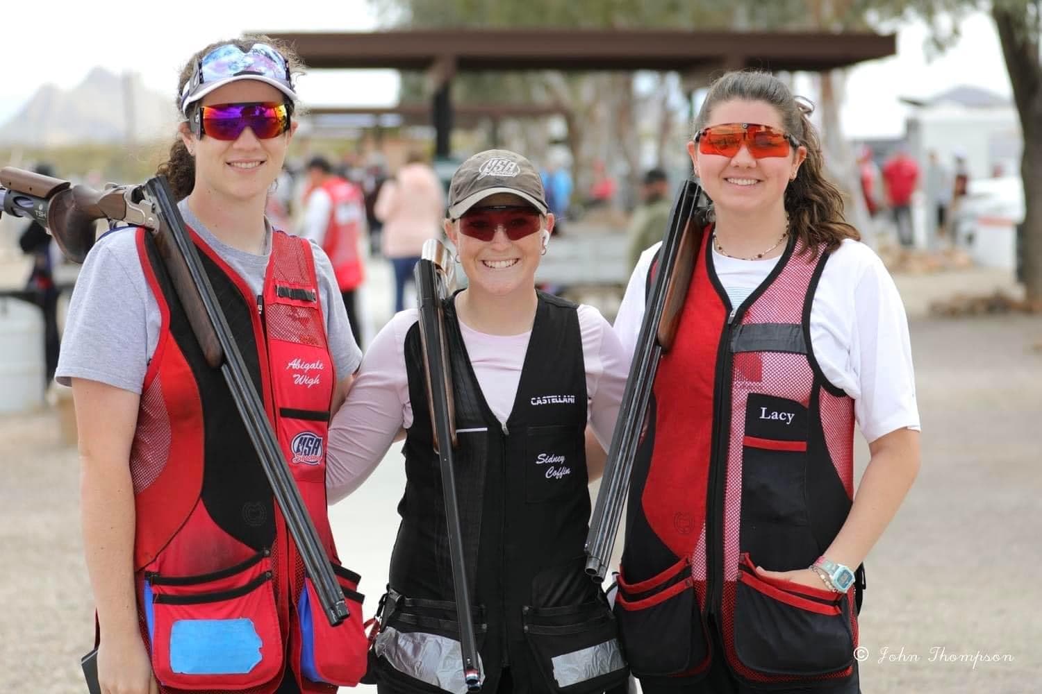 Three young women competitors at Tucson Trap & Skeet